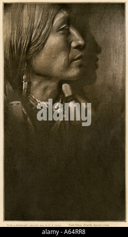 Vash Ghon Jicarilla Apache chief Anfang 1900. Halbton eines Edward Curtis Foto Stockfoto