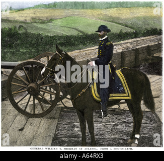 Union General William Sherman in Atlanta Georgia während seiner März zum Meer in 1864. Hand - farbige Raster eines Fotos Stockfoto