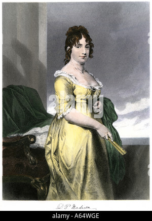 Dolley Madison Frau von US-Präsident James Madison. Handcolorierte Stahlstich Stockfoto