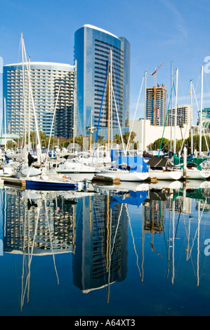 Skyline von San Diego Schuß aus über Marina im Januar 2005. Stockfoto