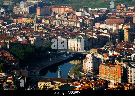 Panorama City Blick über Bilbao Fluss Ria de Bilbao Stockfoto
