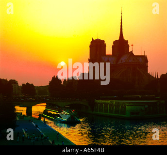 Kathedrale Notre-Dame Paris Frankreich Sonnenuntergang Stockfoto