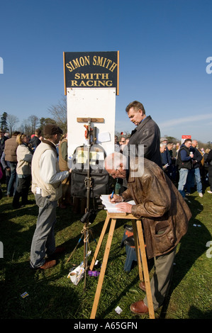 Tivyside Hunt Punkt-zu-Punkt-Pferderennen Cilwendeg Farm Boncath auf Kurs Buchmacher Wetten auf Pferde unter Stockfoto