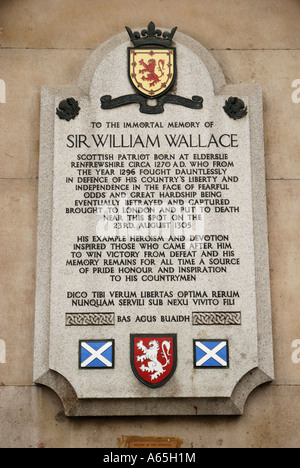 Denkmal für Sir William Wallace ("Braveheart") außerhalb der alten St. Bartholomäus Hospital London Stockfoto