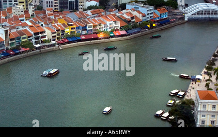 Chinesischen Shophouses am Boat Quay Singapur Stockfoto