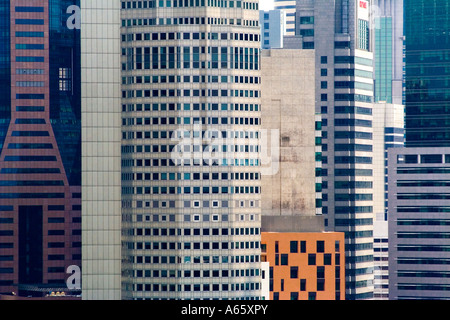 Nahaufnahme der Gebäude in der Innenstadt von Singapur Stockfoto