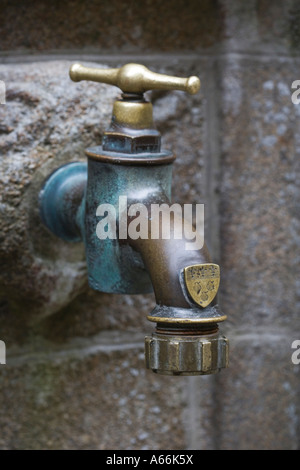 Tippen Sie auf Wasserhahn. Le Mont Saint-Michel, Département Manche, Region Basse-Normandie, Frankreich, Europäische Union, EU Stockfoto