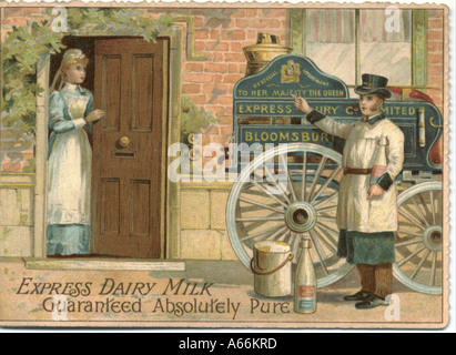 Handel-Karte für Express Dairy Milk um 1890 Stockfoto