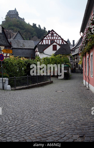 Historische Stadt Bacharach im süddeutschen Raum auf dem Fluss Rhein Stockfoto