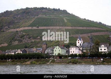 Malerische historische Städte am Fluss Rhein in Deutschland Stockfoto