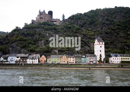 Katz schloss Deutschland auf dem Fluss Rhein Stockfoto