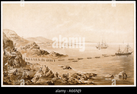 1857-Kabel verlegen Stockfoto