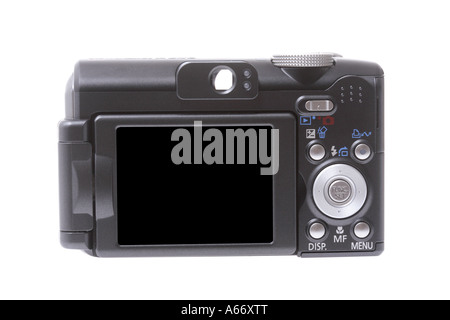 Digitalkamera auf weißem Hintergrund ausschneiden Stockfoto