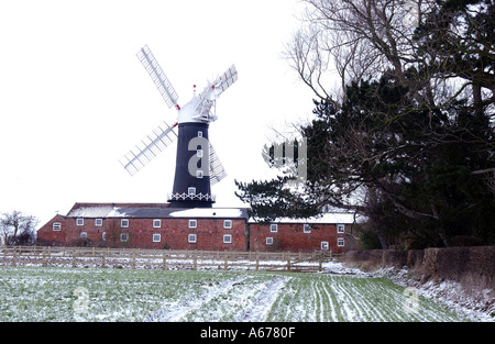 Skidby Mill im winter Stockfoto