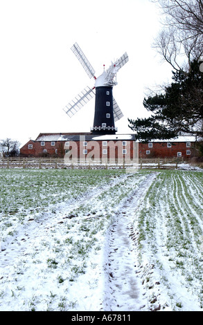 Skidby Mill im winter Stockfoto