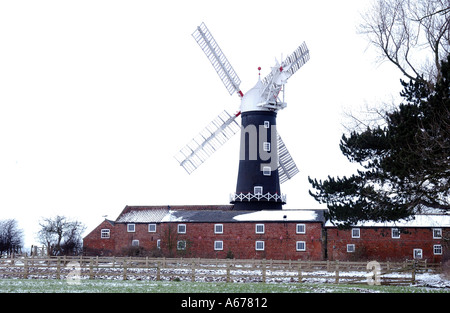 Skidby Mill im winter Stockfoto