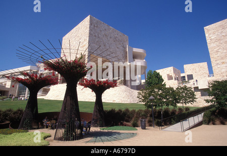 California Los Angeles The Getty Center Blick vom Central Garden in Richtung J Paul Getty Museum Stockfoto