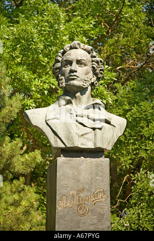 Stadtpark mit Figuren von Alex. Sergej Pusakin, Saki, Krim, Ukraine, Süd-Stabilitätin, Europa, Stockfoto