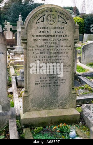 Der Grabstein von Eleanor Rigby hat die Person in dem Song von den Beatles berühmt gemacht. Stockfoto