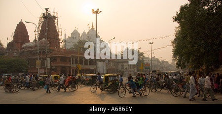 Sonnenuntergang am Chandni Chowk Markt Neu Delhi Indien Stockfoto