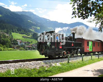 Zillertalbahn antiken Dampfeisenbahn in Mayrhofen Zillertal Tirol Österreich Stockfoto