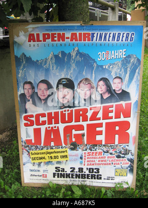 Plakatwerbung Schurzenjager massive open Air Jubiläumskonzert in Finkenberg Österreich im August 2003 Stockfoto