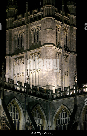 Bath Abbey in der Nacht Stockfoto