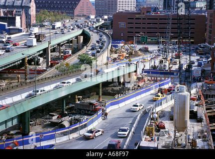 Frühen Bau der erhöhten Central Artery durch Boston Untergrund bewegen Stockfoto