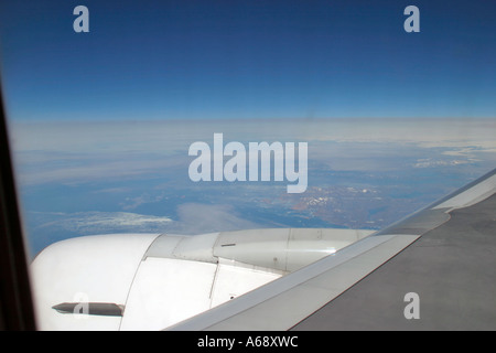 Flugzeug fliegen über Atlantik zwischen Grönland und Labrador über Treibeis Felder, Ostkanada Stockfoto