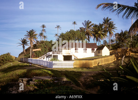 Barbados-Ostküste Bathsheba Haus mit Blick auf Strand Stockfoto