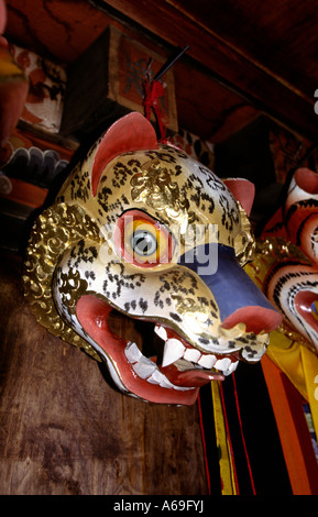 Bhutan Thimpu Handwerk Tsechu Festivals Leopard Kopfmaske Stockfoto