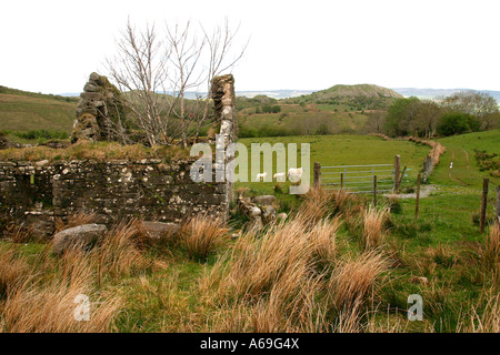 County Fermanagh Marlbank verlassene Hütte am Bergbauernhof Stockfoto