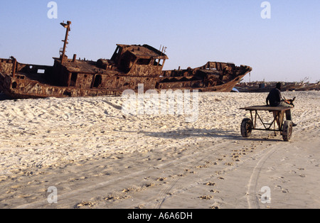 Schiffbruch - Plage de Pêcheurs, Nouakchott, Mauretanien Stockfoto