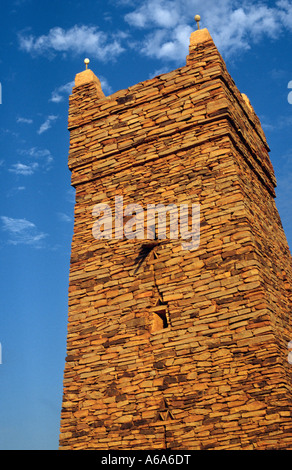 Minarett - Chinguetti, Mauretanien Stockfoto