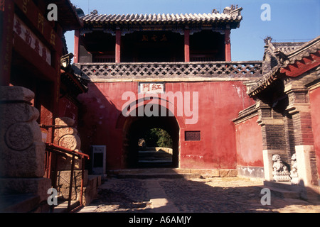 Shandong, China, Hong Männer Gong(Red Gate Palace), Dynastie Tempel Prinzessin Azure Clouds, Tai Shan(Peaceful Mountain) Stockfoto