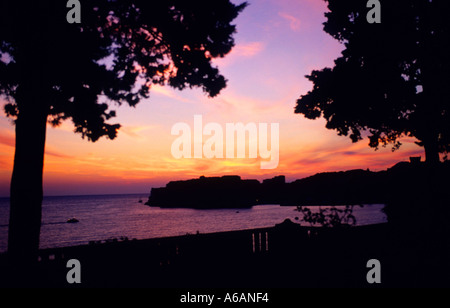 Sonnenuntergang über der antiken Stadt Dubrovnik Kroatien Stockfoto