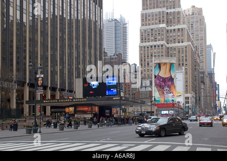 Penn Station und Madison Square Garden, New York City New York USA Seventh Avenue Stockfoto