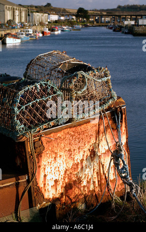 Krabbe Töpfe Hayle Hafen Cornwall UK Stockfoto