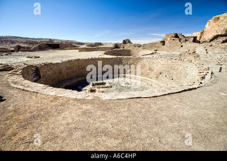 Besucher im Chaco Kultur National Historical Park befindet sich im Chaco Canyon in New Mexico Stockfoto