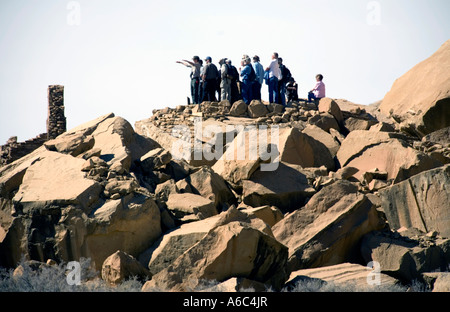 Besucher im Chaco Culture National Historical Park canyon Stockfoto