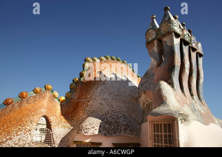 Auf dem Dach, Casa Batllo, Barcelona, Spanien Stockfoto