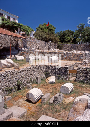 Bodrum, Ägäis, Türkei. Ruinen des Mausoleum oder Grab des Mausolos. Eines der sieben Wunder der alten Welt Stockfoto