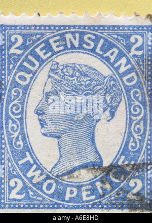 Königin Victoria Stempel aus dem australischen Bundesstaat Queensland Stockfoto