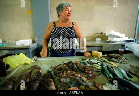 Anbieter am Fischmarkt Zadar, Zadar, Kroatien Stockfoto