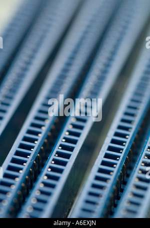 Nahaufnahme von Computer-Speicher-Steckplätze auf dem motherboard Stockfoto