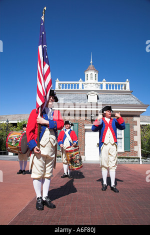 Krieg von Unabhängigkeit Soldaten im amerikanischen Teil des World Showcase, EPCOT Center, Disney World, Orlando, Florida, USA Stockfoto