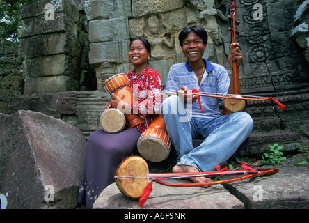 Lokale Musiker Angkor, Kambodscha Stockfoto