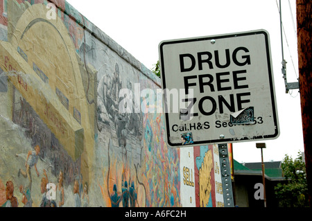 Drug Free Zone in Berkeley Kalifornien CA Universität Peoples Park "Telegraph" Stockfoto