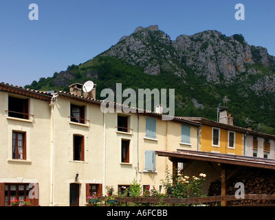 Frankreich Pyrenäen Ariege Katharer Schloss Chateau du Montségur Stockfoto