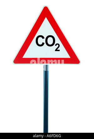 Warnung CO2-Achtung CO2 Stockfoto